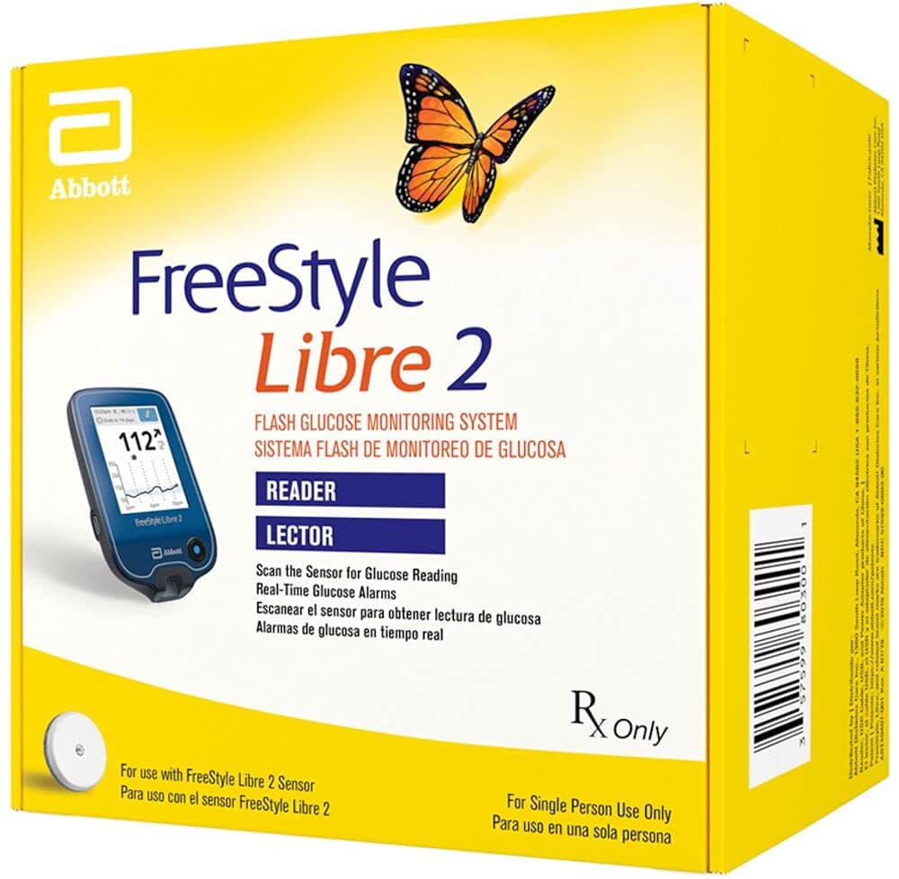 Glucose Meter Libre 2 with Optional Glucose Alarms, High & Low Blood Sugar Indications, Sensors Sold Separately