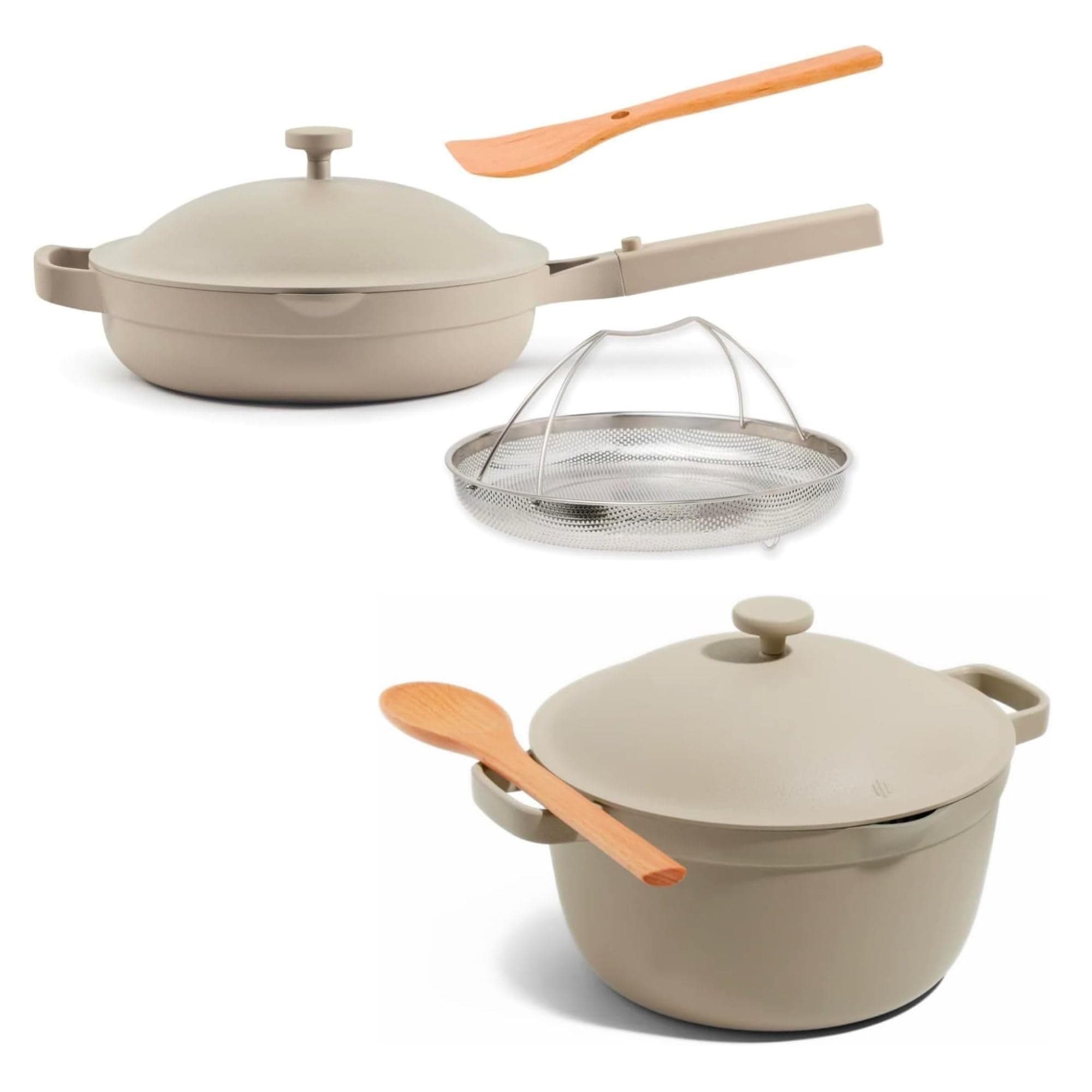 Cookware Duo | 7-Piece Ceramic Cookware Set with 10.5" Always Pan 2.0, 5.5 Qt Perfect Pot & Strainer Basket | Induction & Oven Safe up to 450°F | Nonstick, Non-Toxic Cookware | Steam
