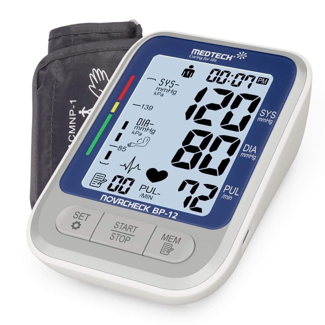 MEDTECH® BP12BL (Backlit Display) Fully Automatic Portable Digital Blood Pressure BP Monitoring Machine with Smart MDD Technology for Most Accurate Measurement - Arm Size - 22-42cm