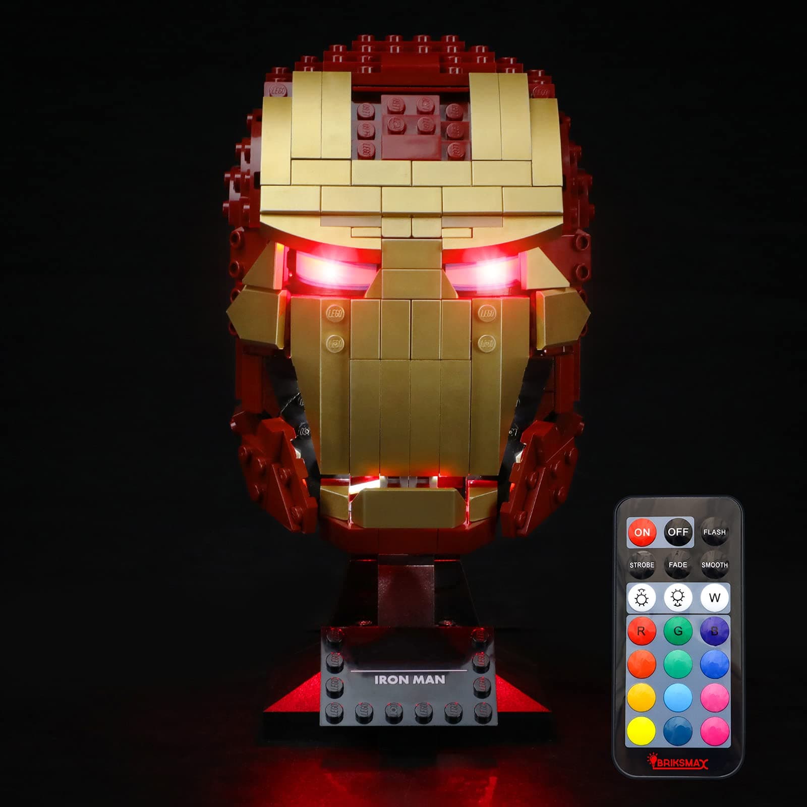 BRIKSMAX Led Lighting Kit with Multi-function Sound Remote Control for LEGO Marvel Iron Man Helmet - Compatible with Lego 76165 Building Blocks Model- Not Include the Lego Set