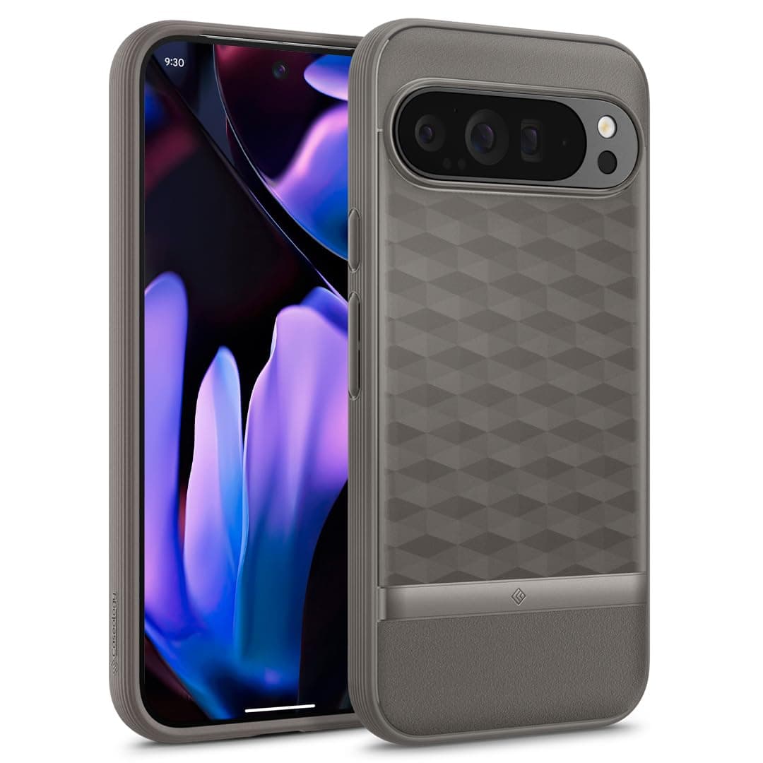 - by Spigen Parallax Back Cover Case for Google Pixel 9 Pro XL [Military Grade Drop Protection] Pixel 9 Pro XL Case with Ergonomic 3D Hexa Cube Design, Side Grip Pattern (TPU, PC | Ash Gray)