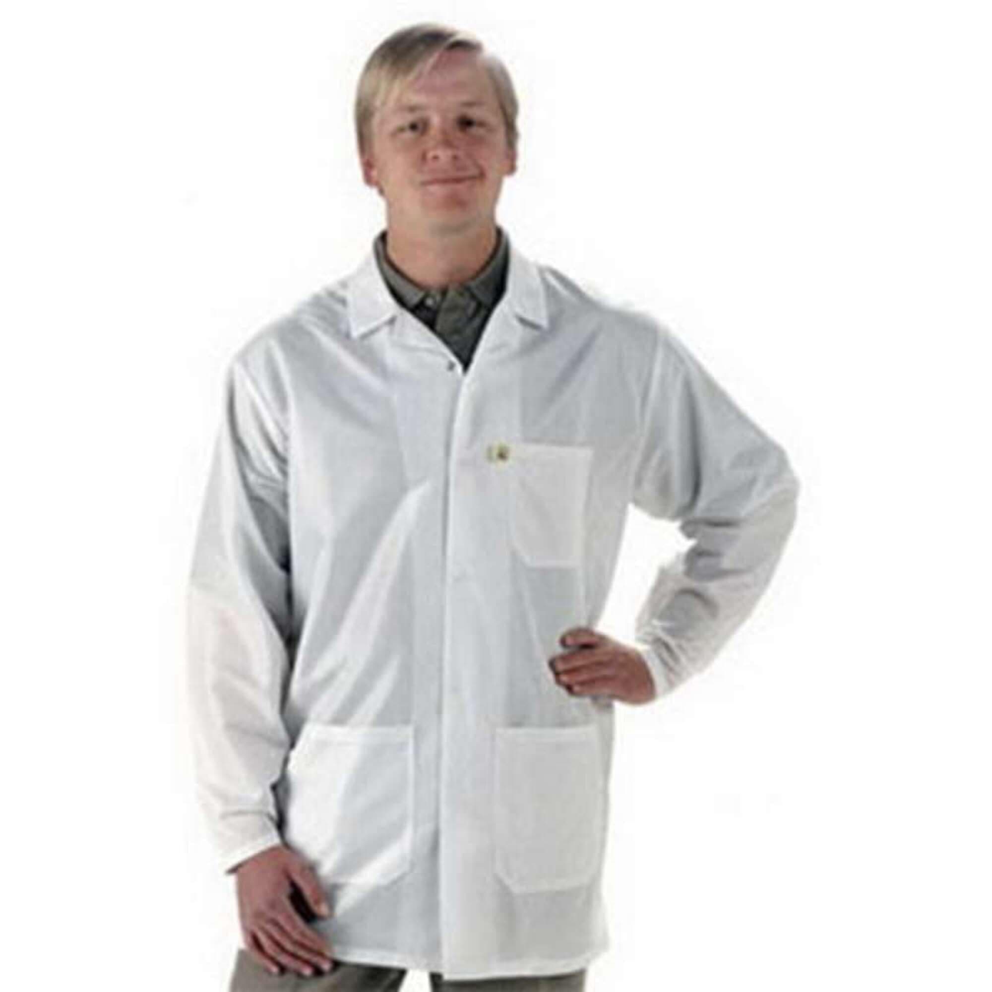 Large White Lapel ESD / Anti-Static Lab Coat - LEQ-13-L [PRICE is per COAT]