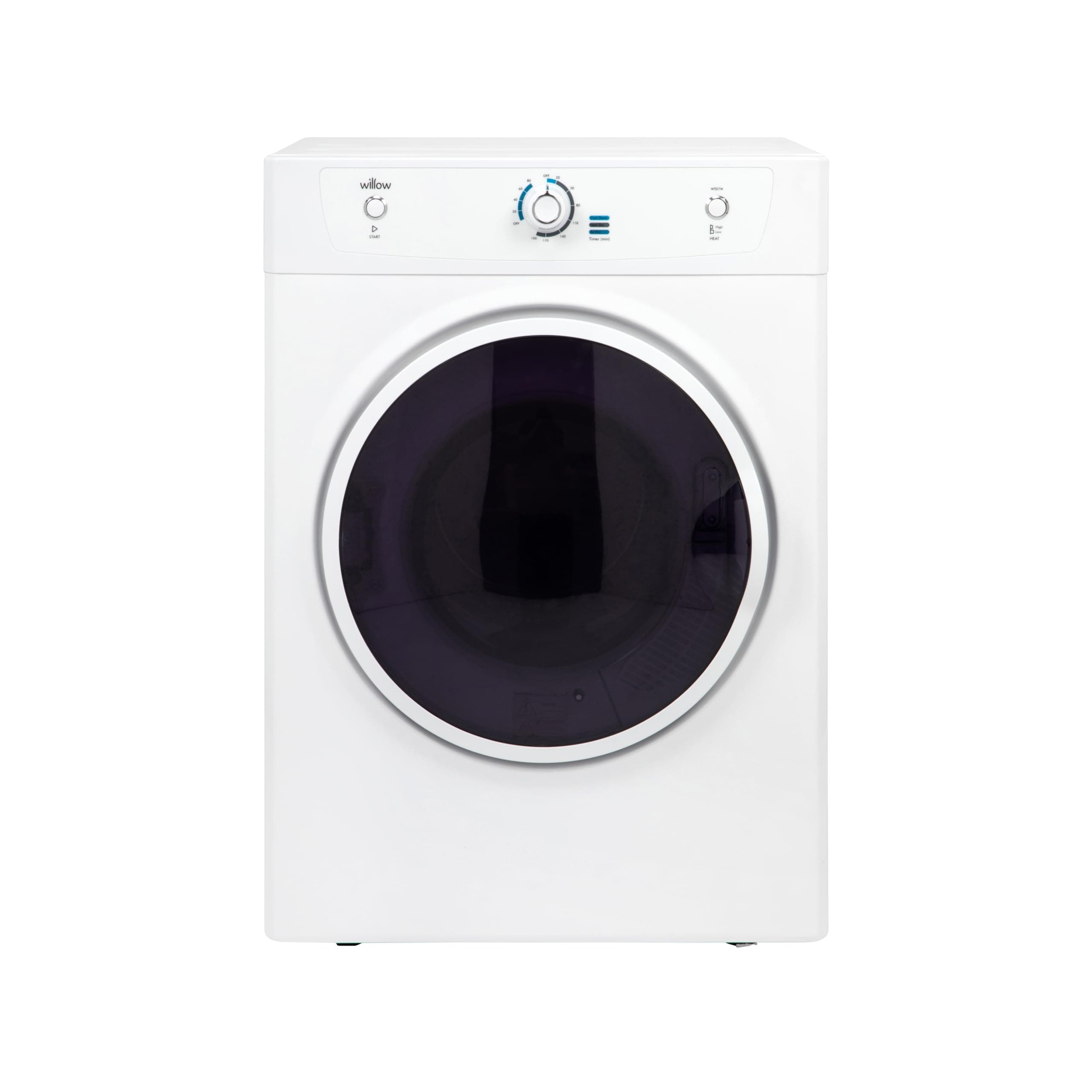 Willow WTD7W 7kg Vented Dryer, Front Loading with Child Lock, 3 Temperatures, Mechanical Controls, Crease Guard, 2 Year Warranty - White