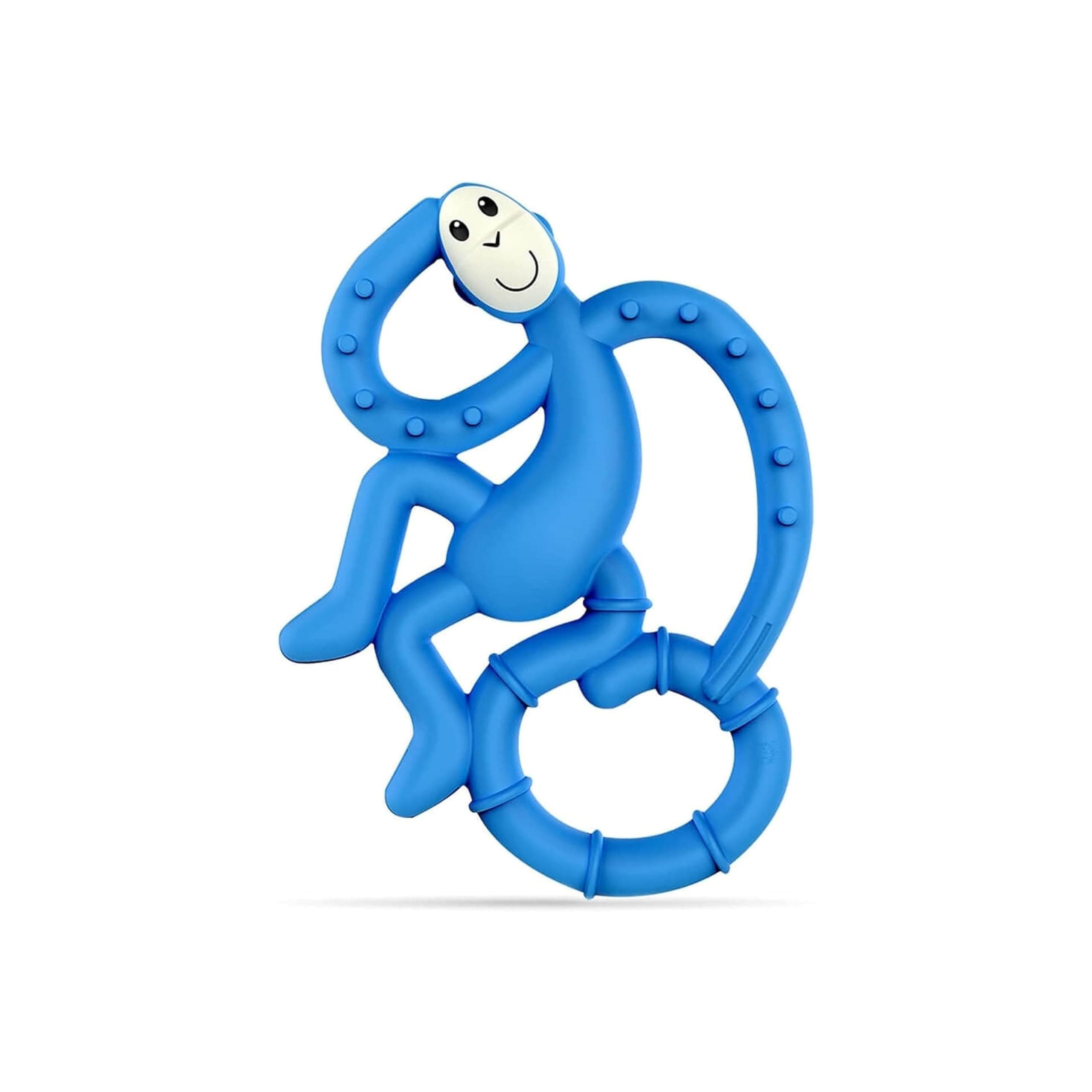 Matchstick Monkey, Antimicrobial Silicone Teether, Easy To Grip, BPA Free, 3 Months Old+, 10 cm, Blue Mini Monkey