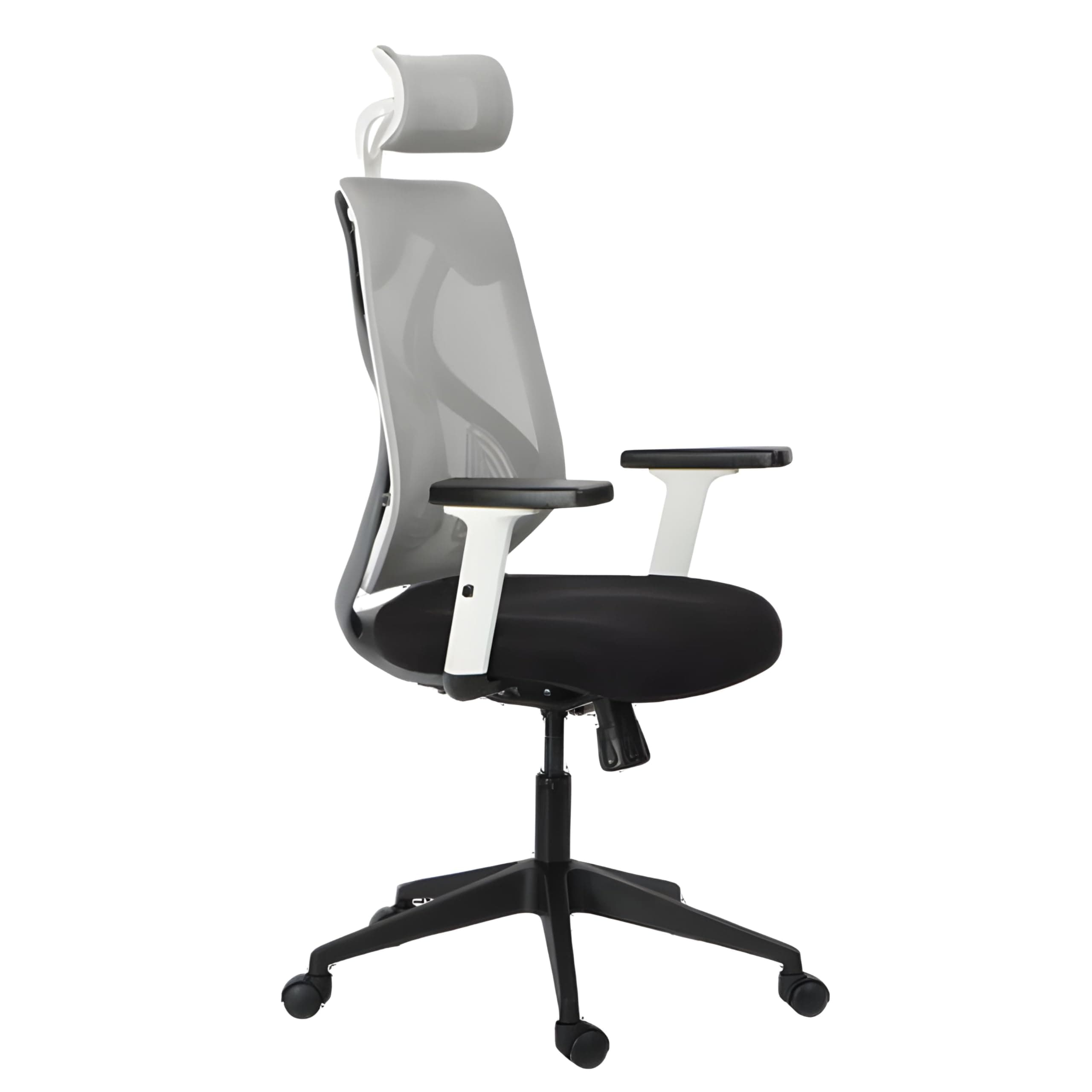 Ergoofis Ergonomic Office Chair, Mesh Back, Adjustable Lumbar Support, 2D Armrests, Smart Lock Mechanism, White & Grey