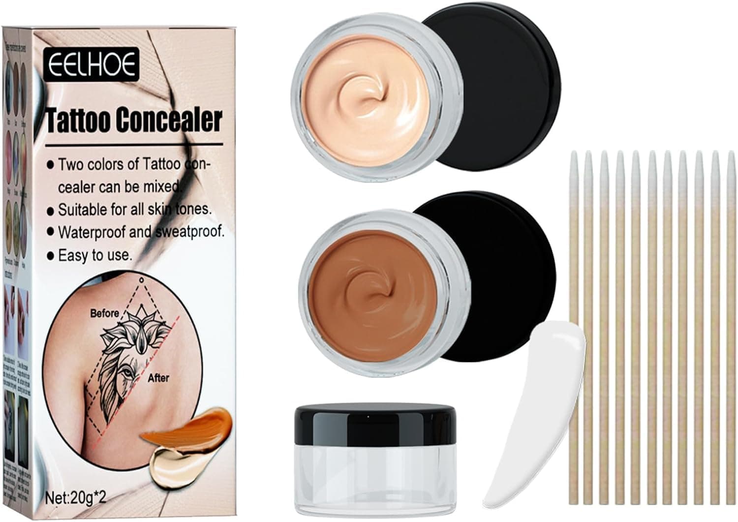 KASTWAVE Full Coverage Waterproof Concealer - Skin Concealer Set for Scars, Dark Spots, Vitiligo | Long-Lasting Body Makeup