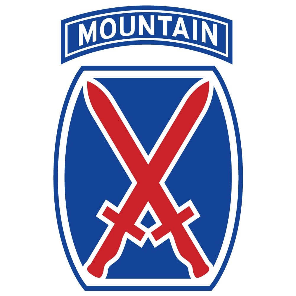 US Army - 10th Mountain Division Patch Decal - 3.5 Inch Tall Full Color Decal, Sticker