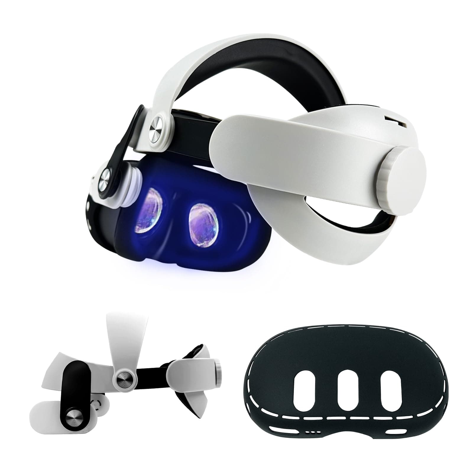 2 in 1 Accessoris Set for Meta Quest 3, JDGPOKOO Adjustable Elite Head Strap with Silicone Shell Protective Cover, Comfort Strap Headset VR Accessories Bundle Compatible with Oculus Quest 3