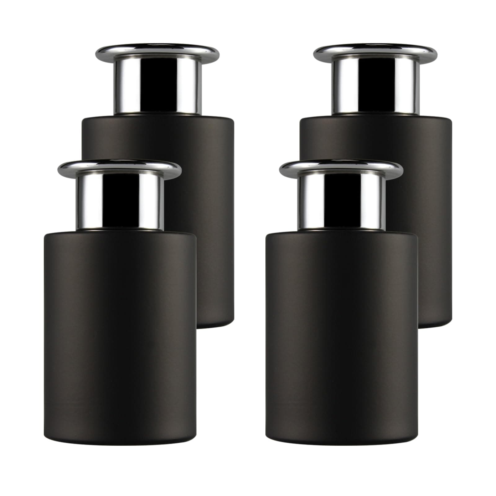 Glass Diffuser Bottles Matte Black Diffuser Jars with Silver Caps Set of 4 – 4.2 inches High, 120ml 4.06 Ounce. Fragrance Accessories Use for DIY Replacement Reed Diffuser Sets.