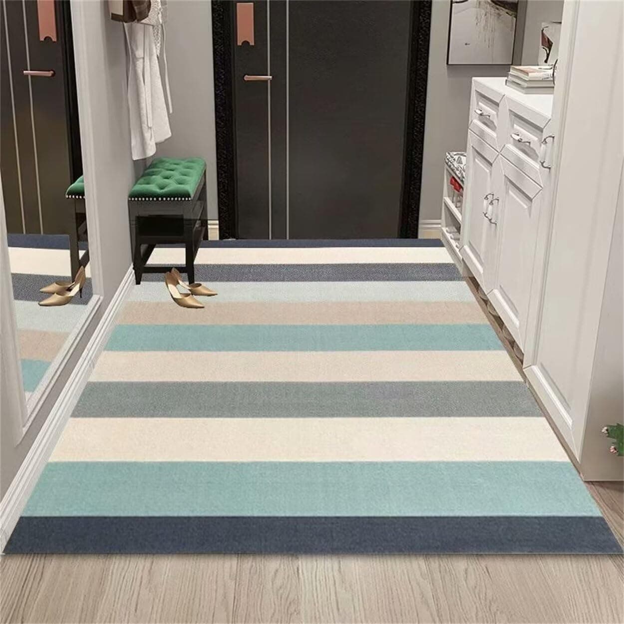 GX-YJX Play RugBedroom CarpetBlue rectangular interior carpet simple decorative pattern anti-miteChildrens RugLarge Rug60X90CM