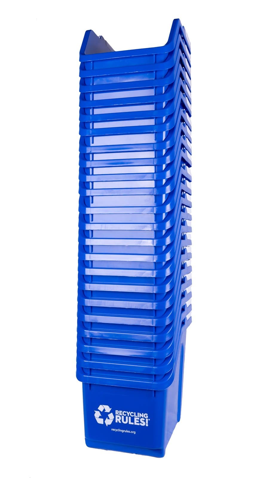 20 Pack of Bins - Blue Stackable Recycling Bin Container with Handle 6 Gallons
