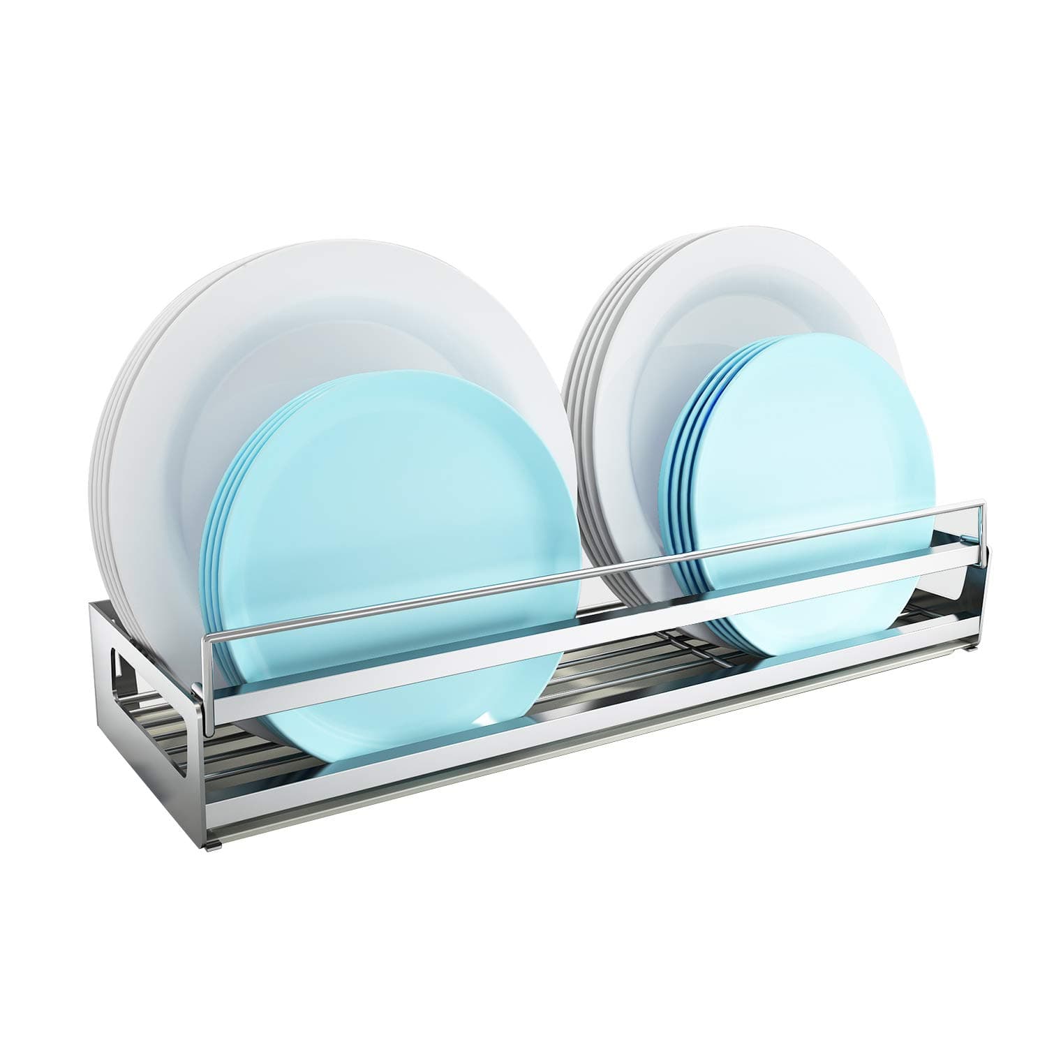 SNTD Wall Mount Dish Drying Rack Organizer with Drainboard, 304 Stainless Steel Dish Plate Drain Shelf for Kitchen Storage, Rustproof