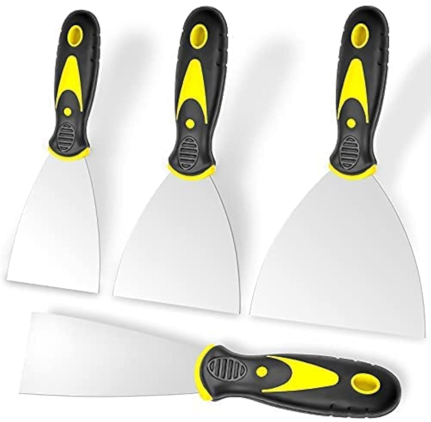 Putty Knife, 4Pcs Spackle Knife Set (2, 3, 4, 5 in), Stainless steel finishing scrapper, Taping Knife Tool for Repairing Drywall, Removing Wallpaper, Applying Putty, Plaster, Cement, Adhesive
