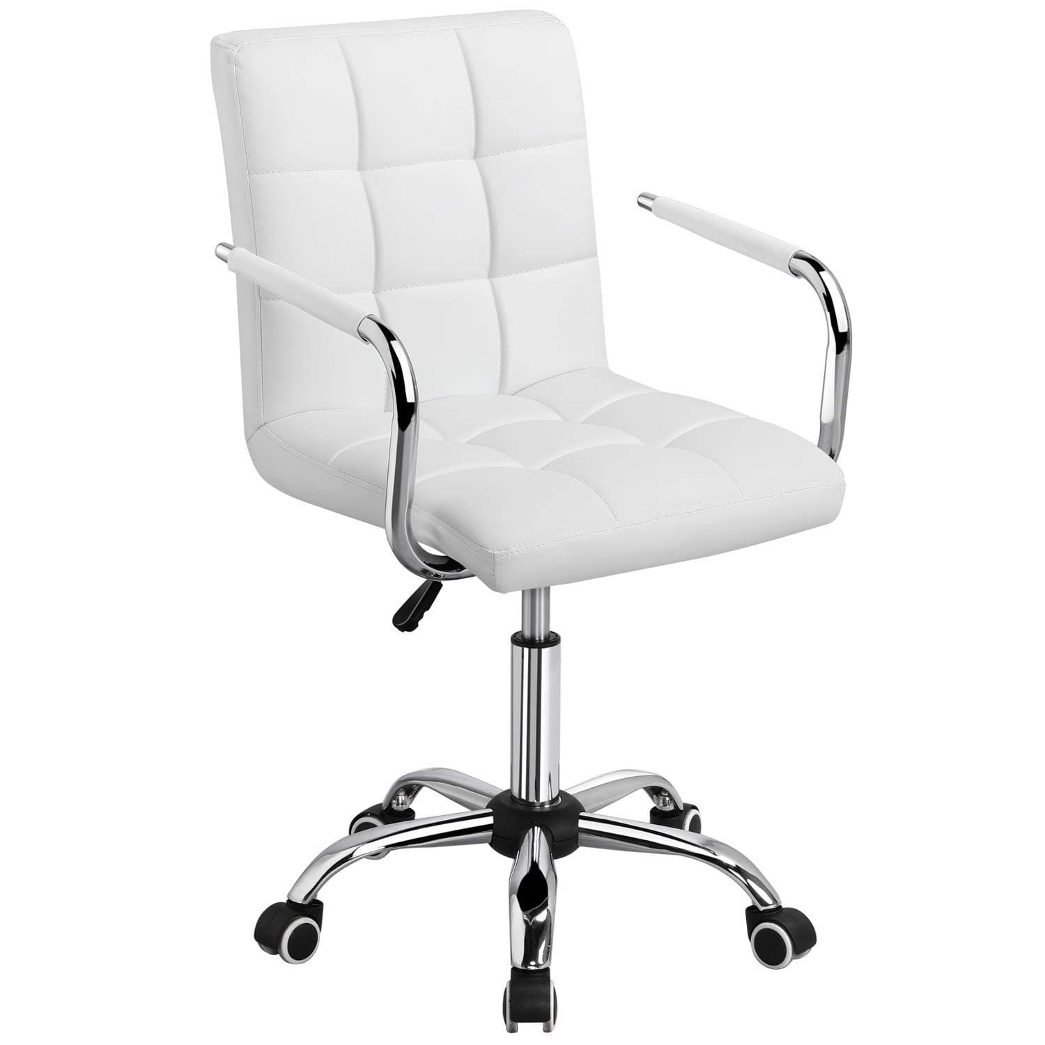 White Desk Chairs with Wheels/Armrests
