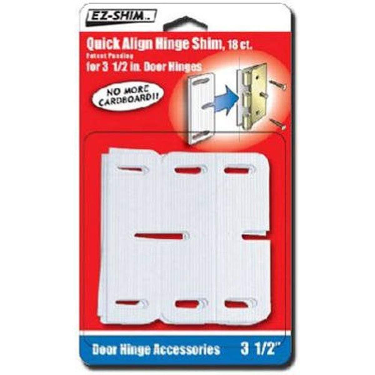 E-Z Shim EZ HS350BP 3.5" Hinge Shim (18 Count), White, (Pack)