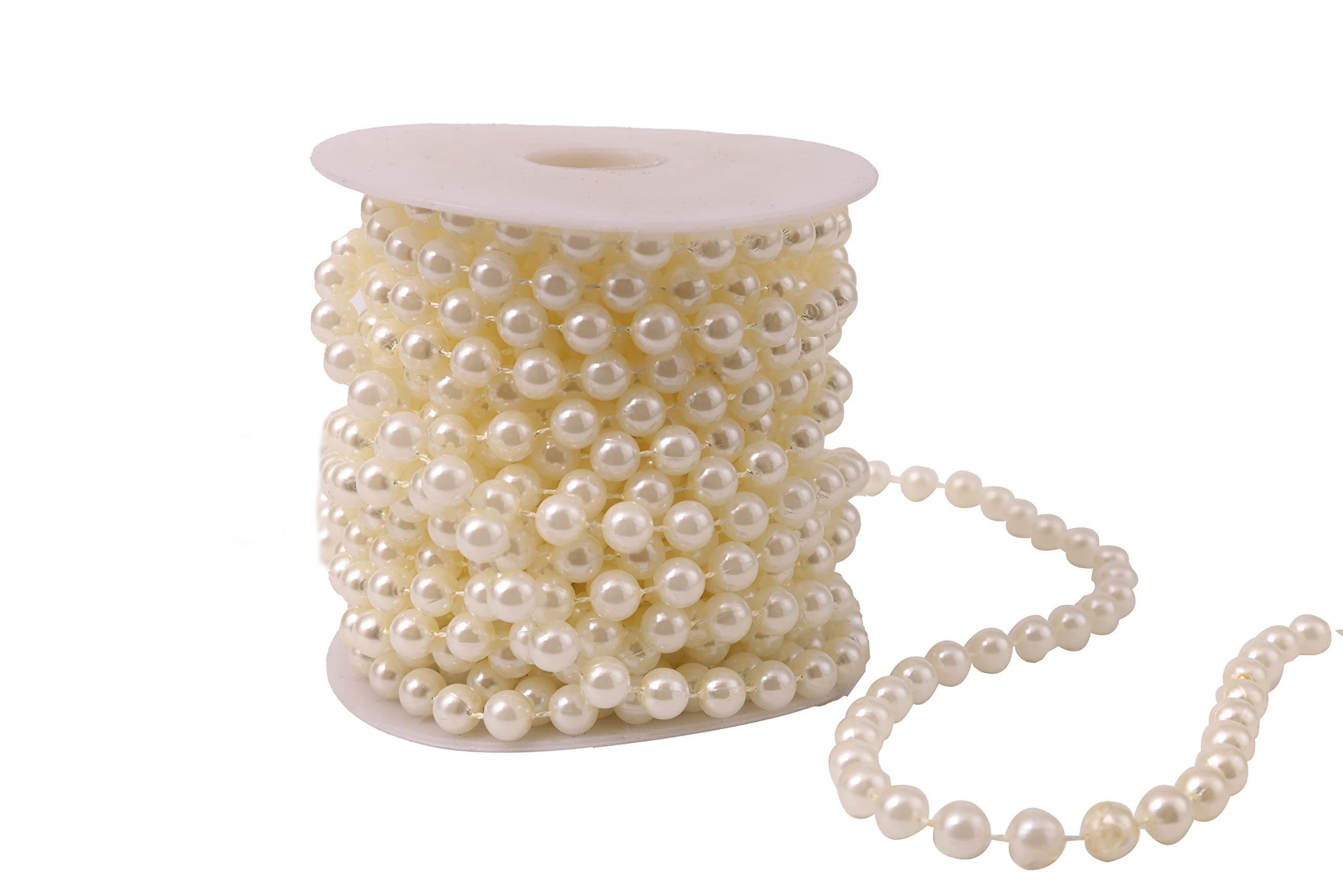 10m/Roll 8mm Artificial Pearl Beads String Curtain Hanging Bead Curtain Wedding Club Party Decoration (Ivory)