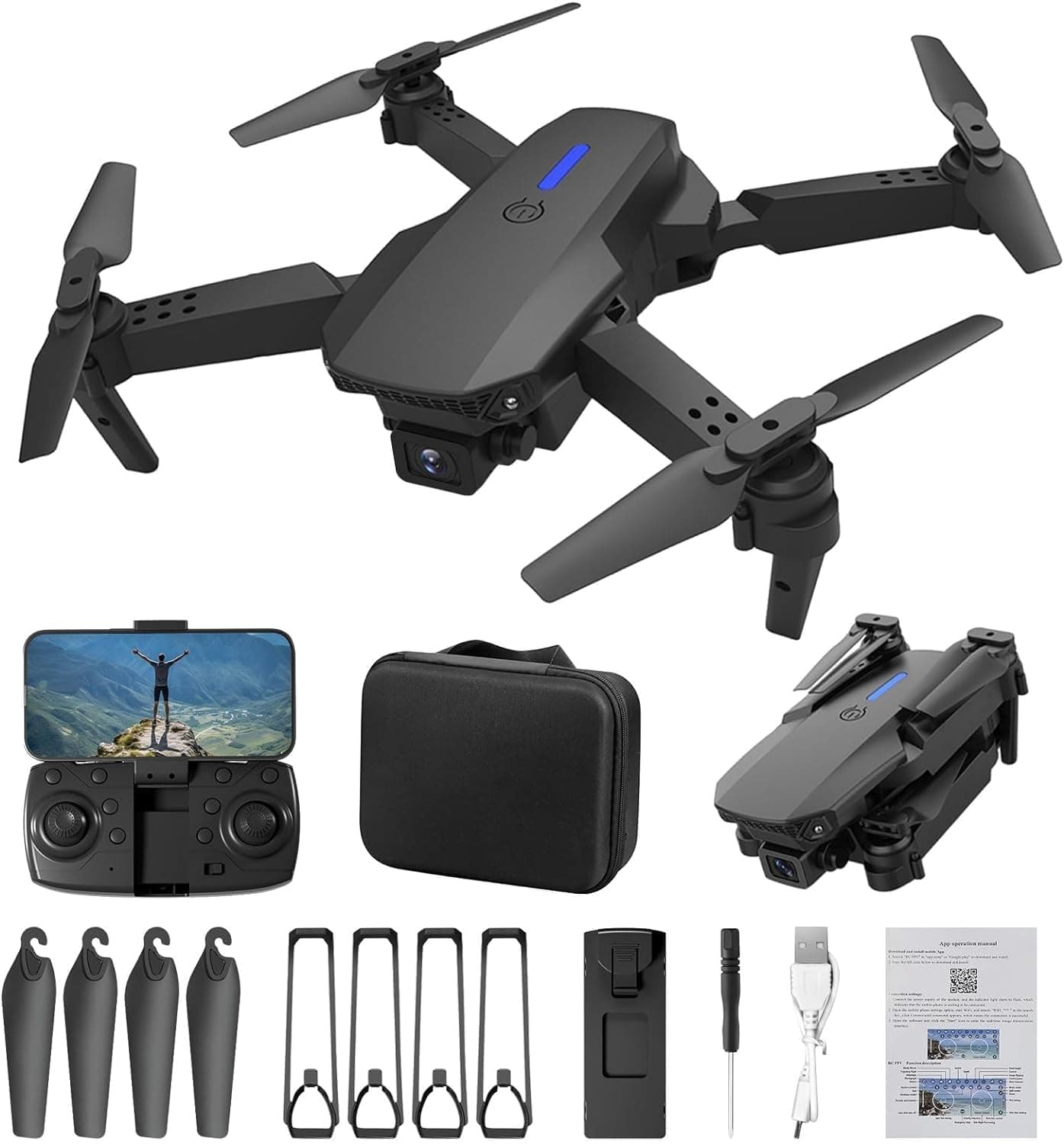 EMOCCI PRO Drone With 4K Camera Foldable 1080P HD Drone With Fpv Live Video, Gestures Selfie, Altitude Hold, One Key Take Off/Landing, 3D Flips, Headless Mode, Aerial Photography RC Drone Multicolor.