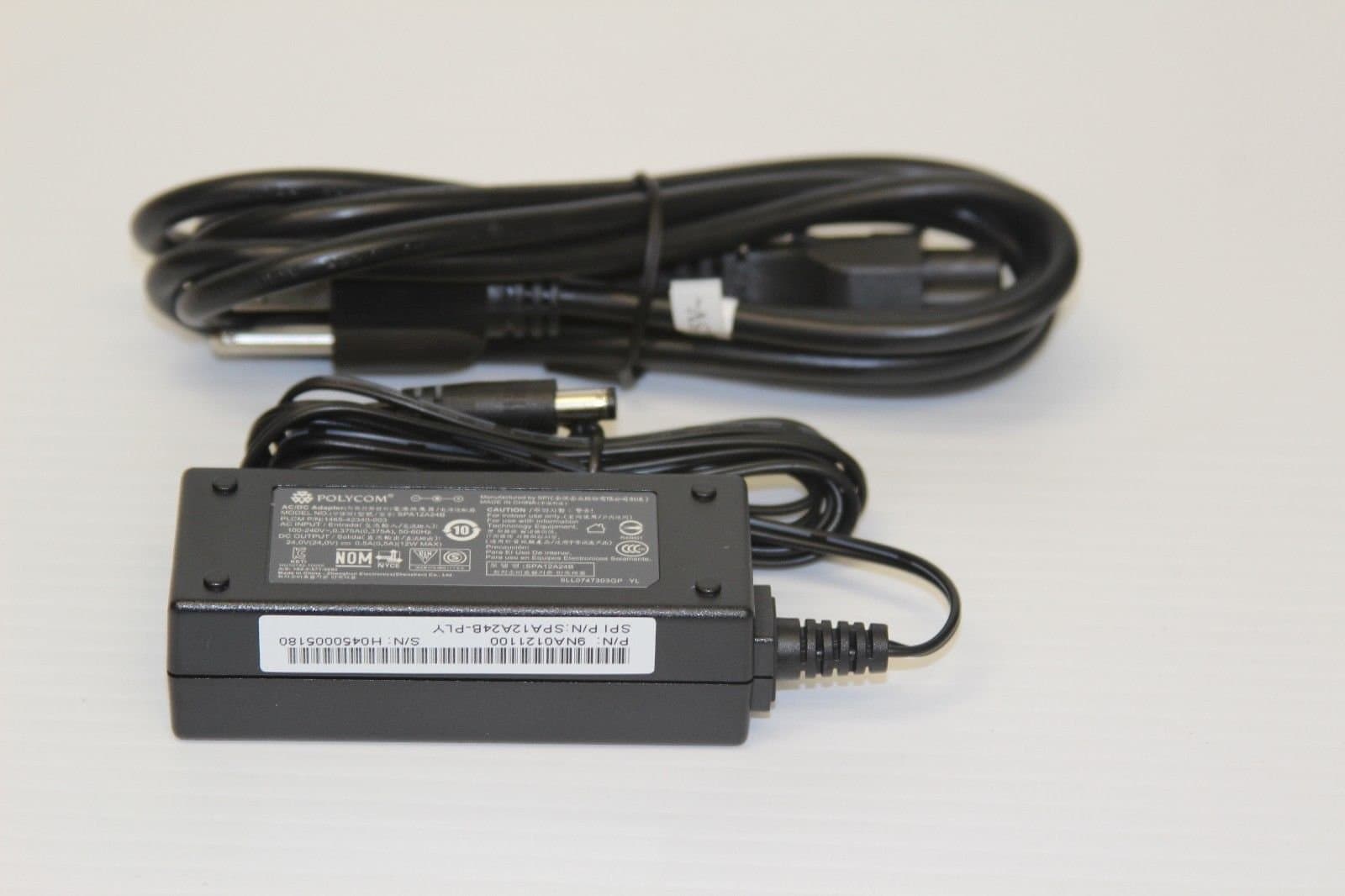 Genuine Polycom AC Adapter Power Supply Charger 24V 0.5A Model: SPA12A24B & 1465-42340-003
