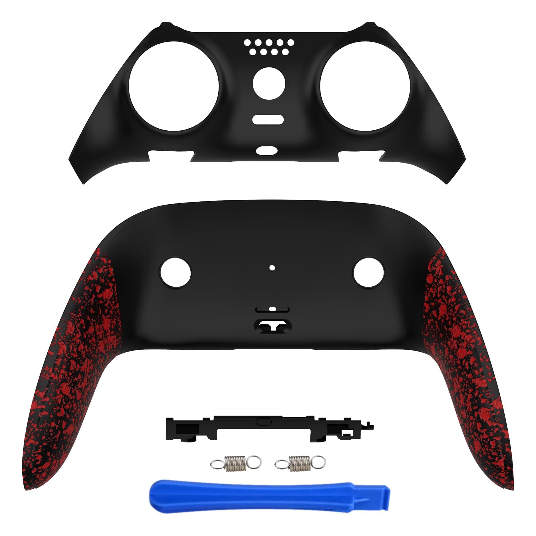 eXtremeRate Top Bottom Decorative Trim Shell Compatible with p s 5 Edge Controller DIY Replacement Front Back Clip Shell, Custom Textured Red Plates Cover Compatible with p s 5 Edge Controller