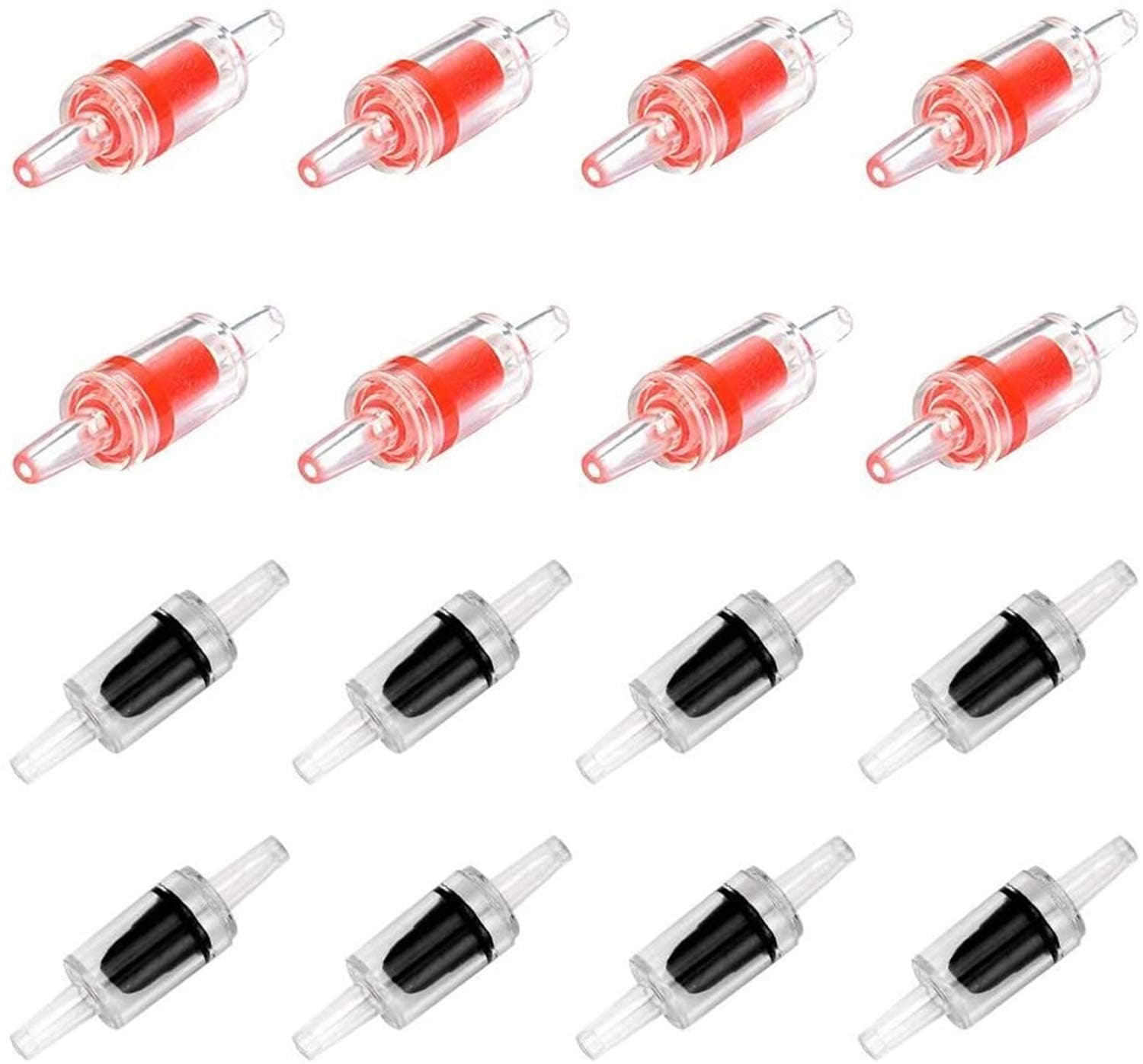 DELFINO Aquarium Air Pump Check Valves Plastic One Way Non-Return Check Valves 16pcs Aquarium Air Pump Accessories for Fish Tank Air Line Tube Tubing Hose Pipe Fitting Black Red Air Pump Accessories