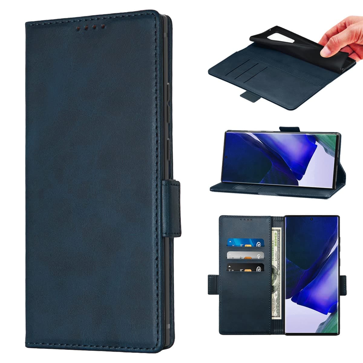 NanHou Samsung Galaxy Note 10 Plus Wallet Case PU Leather Case Magnetic Closure Card Holder Shockproof Flip Cover - Blue