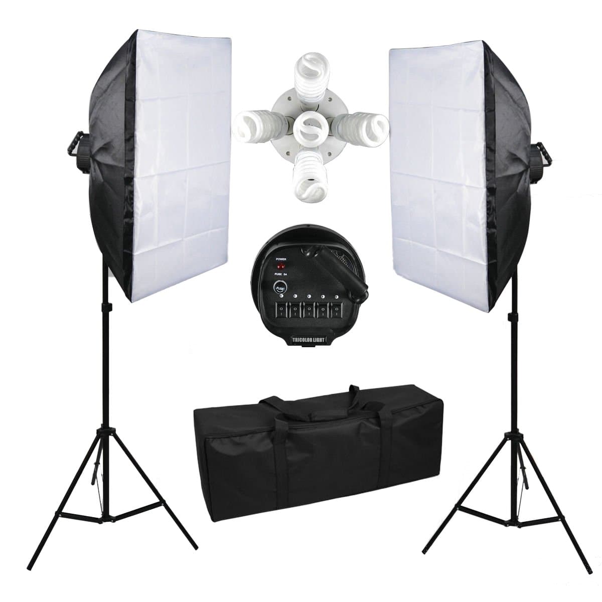 SLOJP 10x 45W 5500K Bulbs, 2PCS 5 Head Socket Continuous Softbox, Photo Studio Soft Box Lighting Kit, Light Stand Lamp Set, Free Carrying Bag