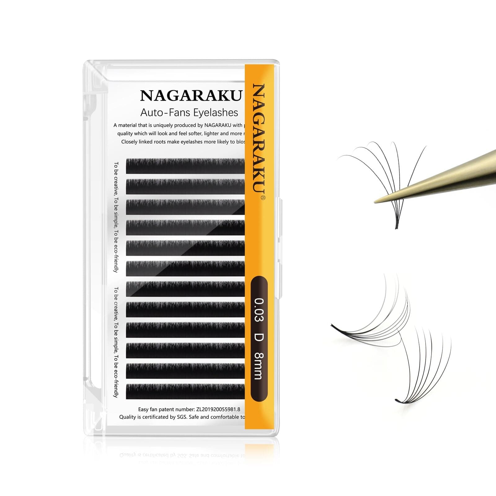 NAGARAKU Easy Fan Eyelash Extensions Volume Lash 0.03 D curl 8mm Rapid Blooming Faux Mink Cluster For Beginners Soft Professional Lash Supplies
