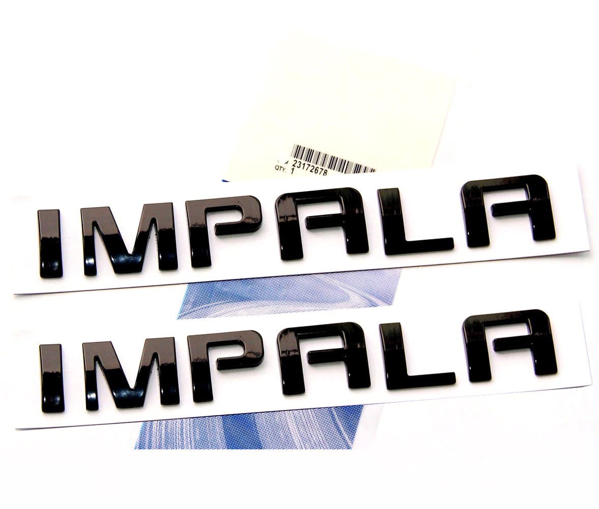 Yoaoo 2Pack OEM Black Impala Nameplate Plastic Letter Emblems Badges Glossy Compatible with Impala