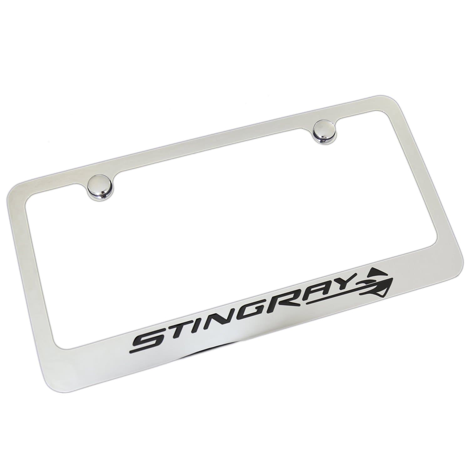 C7 Corvette Stingray Chrome License Plate Frame with Stingray Script & Fish Logo