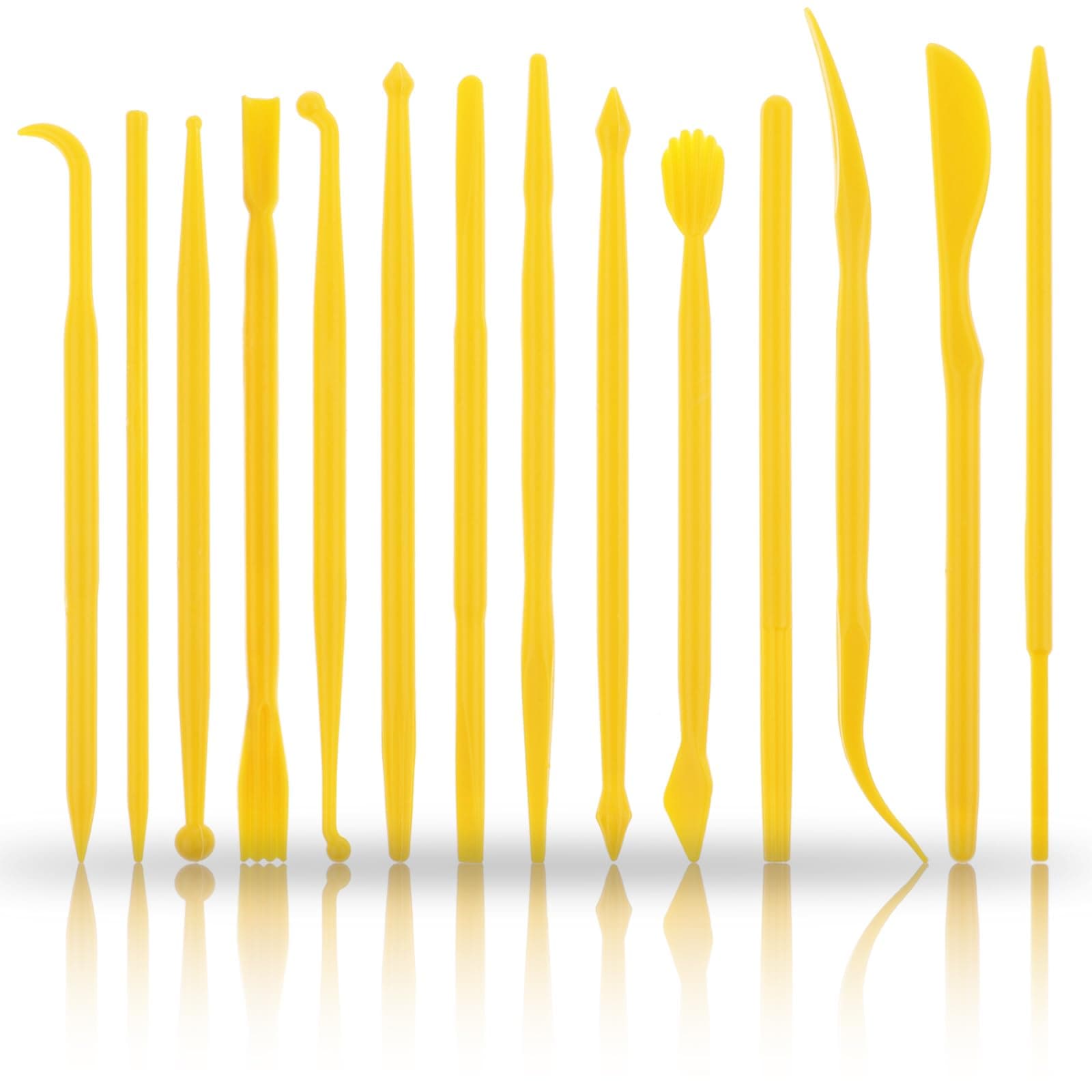 Prasacco14 Pcs Clay Tools Plastic Polymer Clay Tools Clay Sculpting Tools Clay Modelling Tools Plastic Pottery Tools Clay Carving Tools Clay Tool Set for Styling Embossing Artwork Crafts