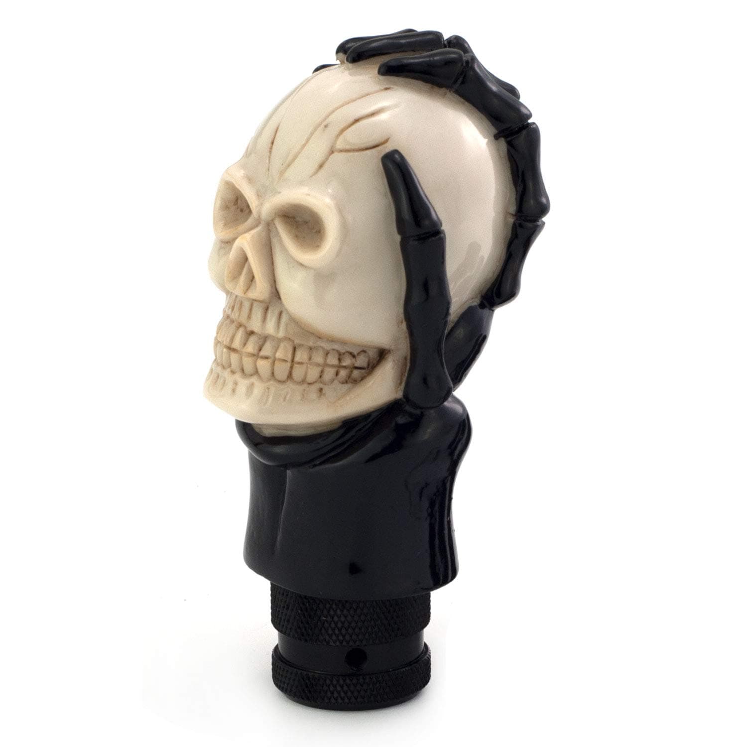 Skull Manual Car Knob Shifter, Auto Gear Shift Handle Magic Skeleton Stick Style Fit Most MT Transmissions, Beige & Black