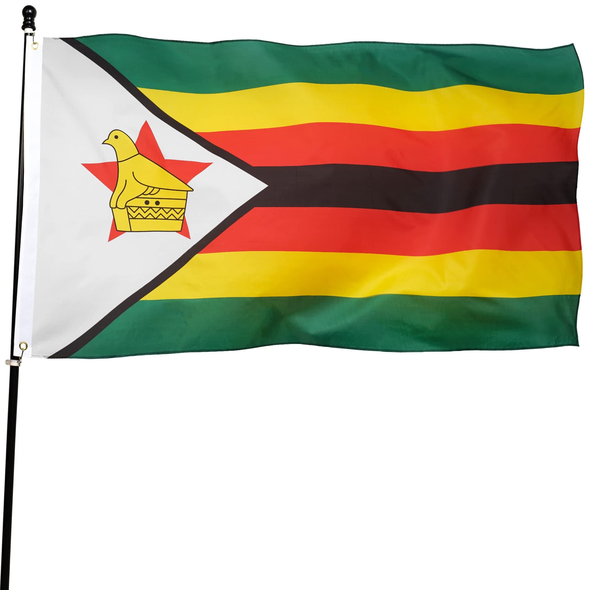 DANF FLAG Zimbabwe 3x5 Ft Thick Polyester, Fade Resistant, Brass Grommets, Canvas Header Zimbabwean National s with 3 X 5 Feet