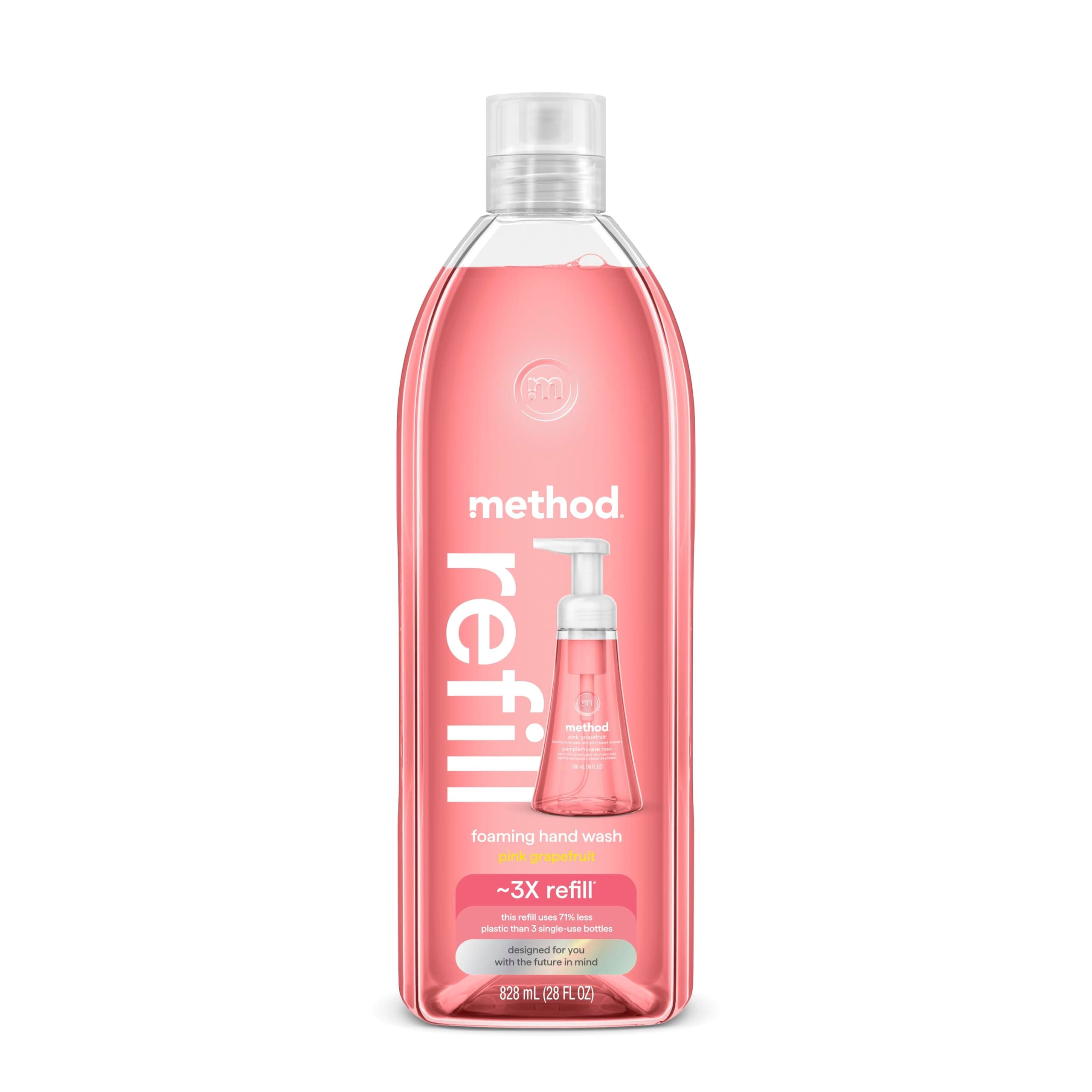 Method Foaming Hand Soap, Refill, Pink Grapefruit, Recyclable Bottle, Biodegradable Formula, 28 oz, (Pack of 1) (Packaging May Vary)