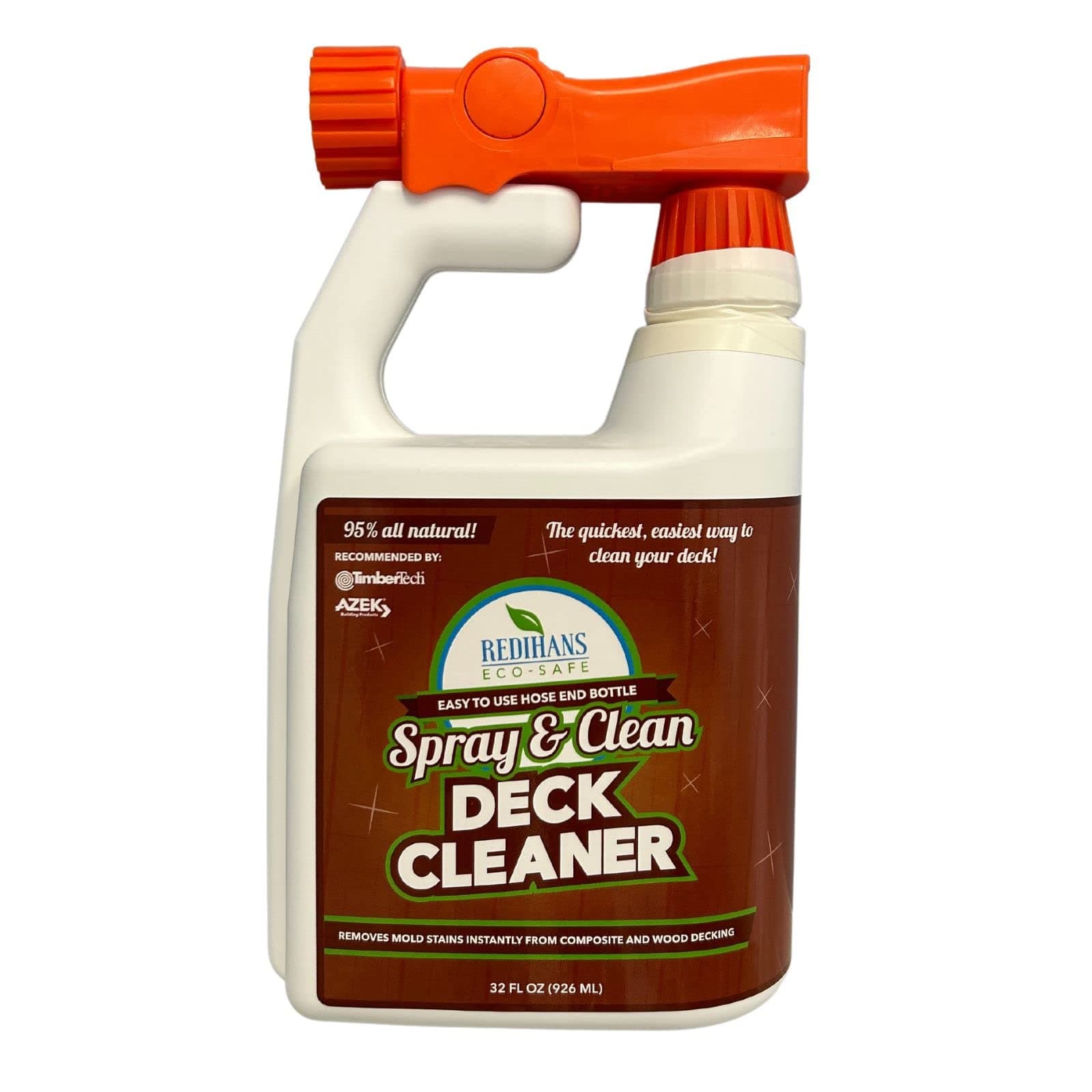 WS-SC-HE Spray and Clean Composite Deck Cleaner, Hose End Bottle, 32 oz. Spray Jug, Clear