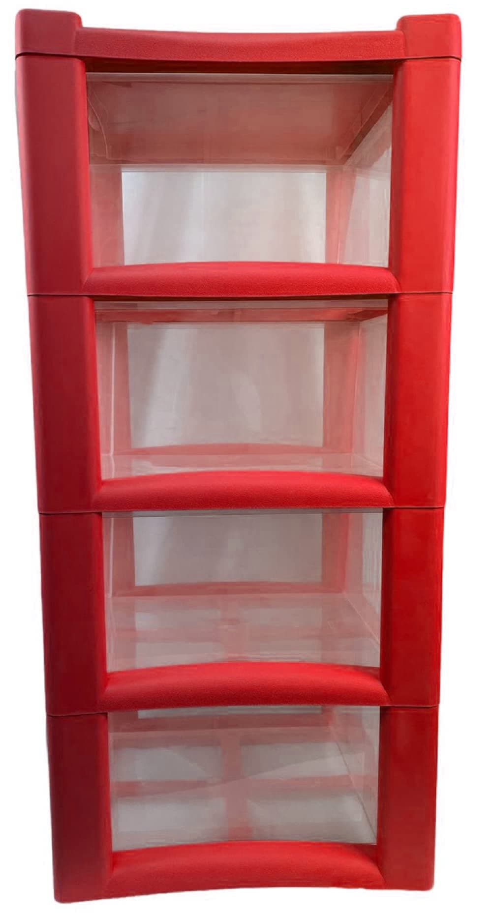 4 Drawer Large Plastic Storage Drawer Tower Perfect for Schools, Offices and Children's Toys Storage Solution (Red)