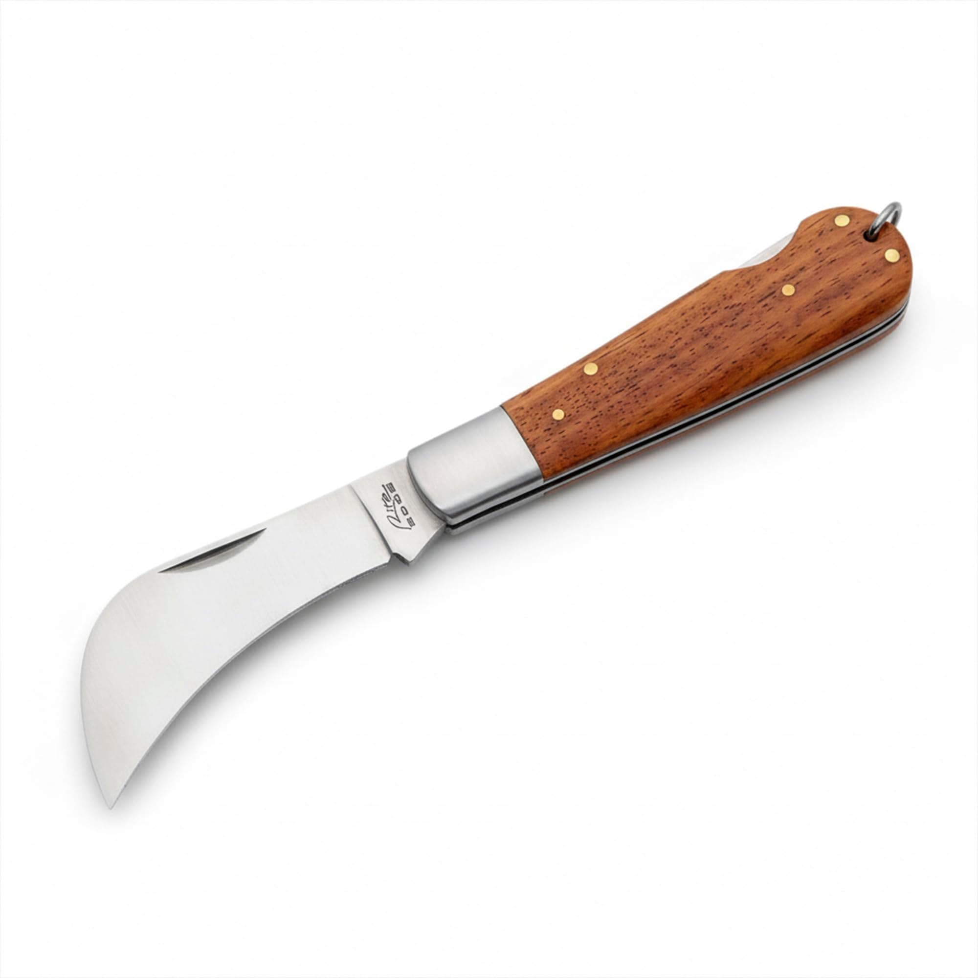 Rite Edge Hawkbill Pruning Knife – 4” Folding Garden Knife with Stainless Steel Blade, Lockback Mechanism, and Wooden Handle – Ideal for Grafting, Trimming, Landscaping, Budding, and Harvesting