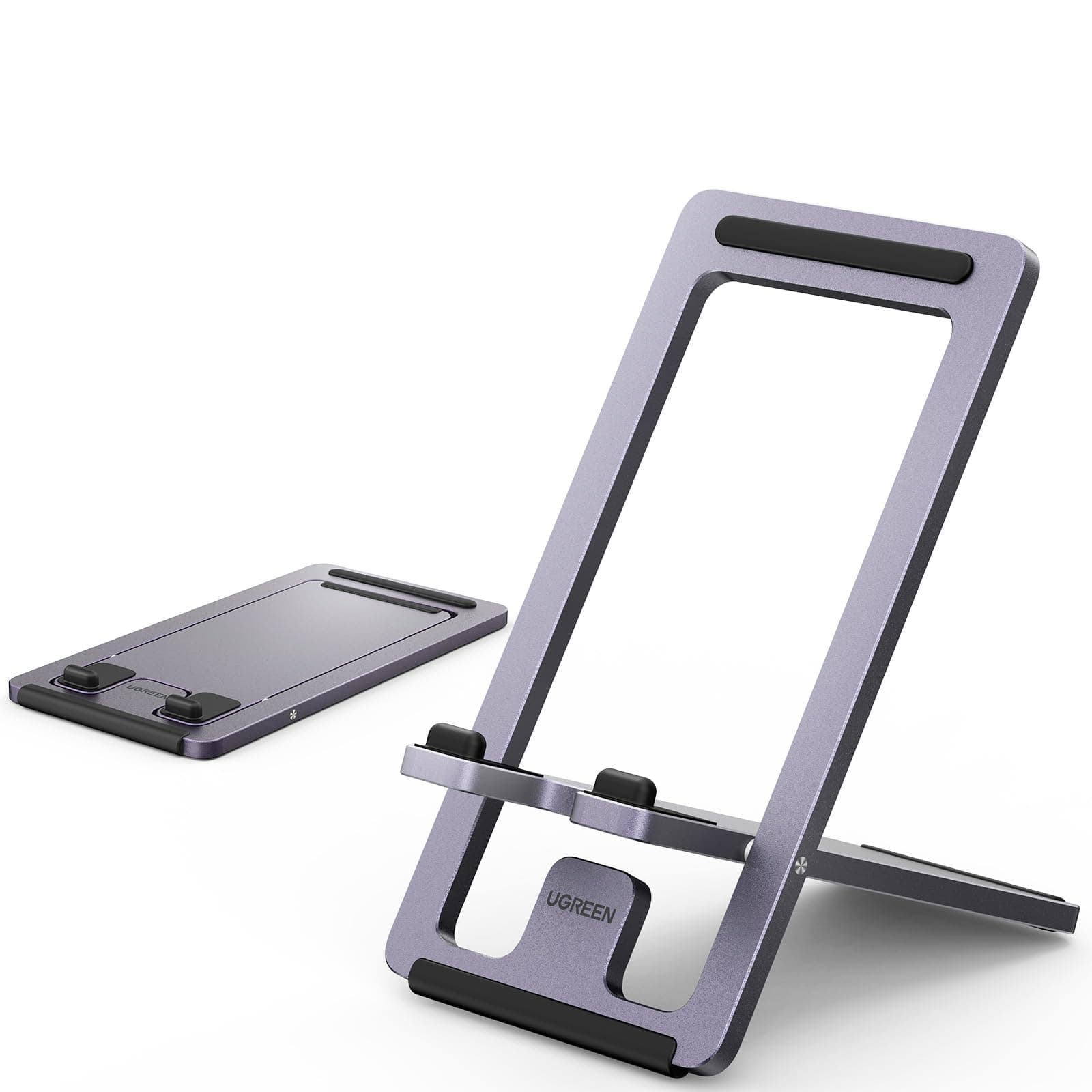 Cell Phone Stand Portable Mobile Stand Adjustable iPhone Holder for Desk Foldable Adjustable Viewing Angle Stable Alloy Metal Mobile Holder Fit for iPhone 17 Pro Max S26/25 Ultra All Phones