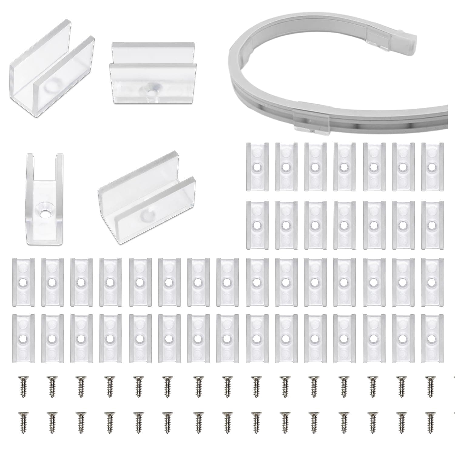 Neon Rope Light Mounting Brackets, 100PCS Install Fixing Clips Accessories for 6x12mm Silicone LED Flex Strip Lighting, DIY (100 Screws, 100 Clips)