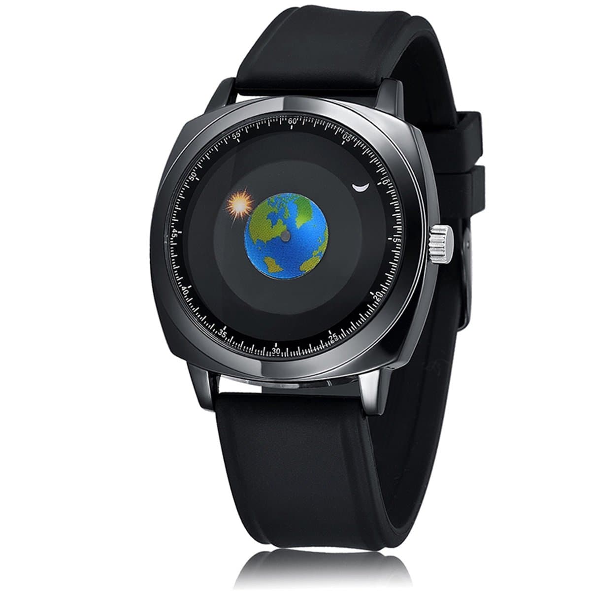 MODIWEN Earth Unisex Watch Galaxy Concept Pattern Dial Silicone Strap Quartz Watch(Batteries Included)