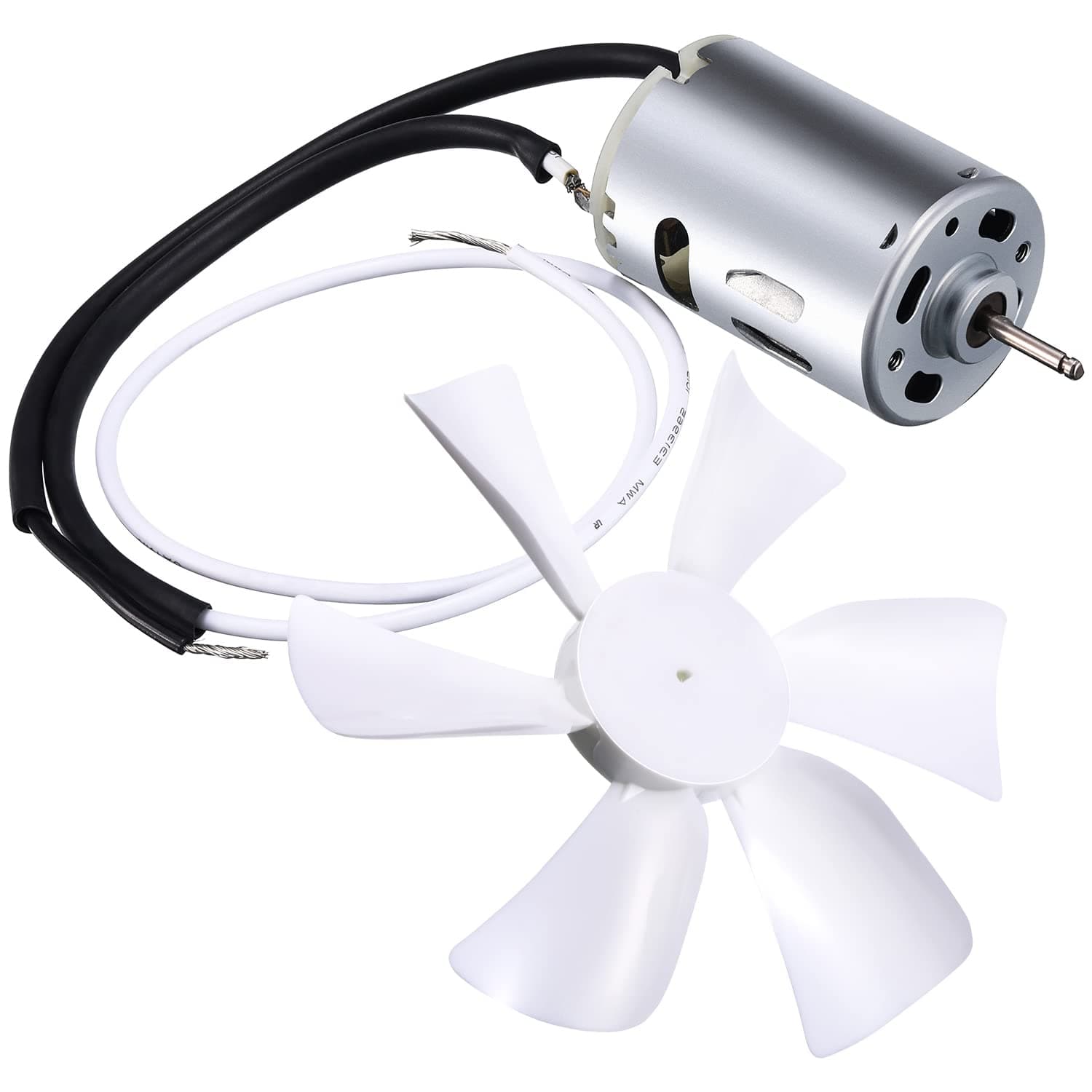 6" Replacement White RV Vent Fan Blade with 12V D-Shaft Motor, Compatible with Heng's, Elixir, Ventline, Jensen