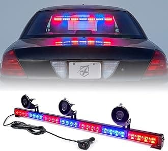 Xprite 31.5" 28 LED 7 Modes Traffic Advisor Emergency Warning Vehicle Strobe Light Bar Kit (Red/BLue)