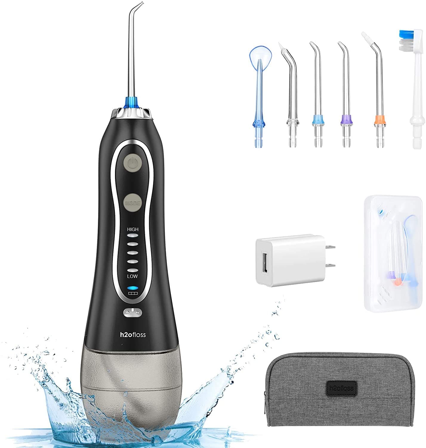 Cordless Oral Irrigator - 5 Modes, 300ml, Black