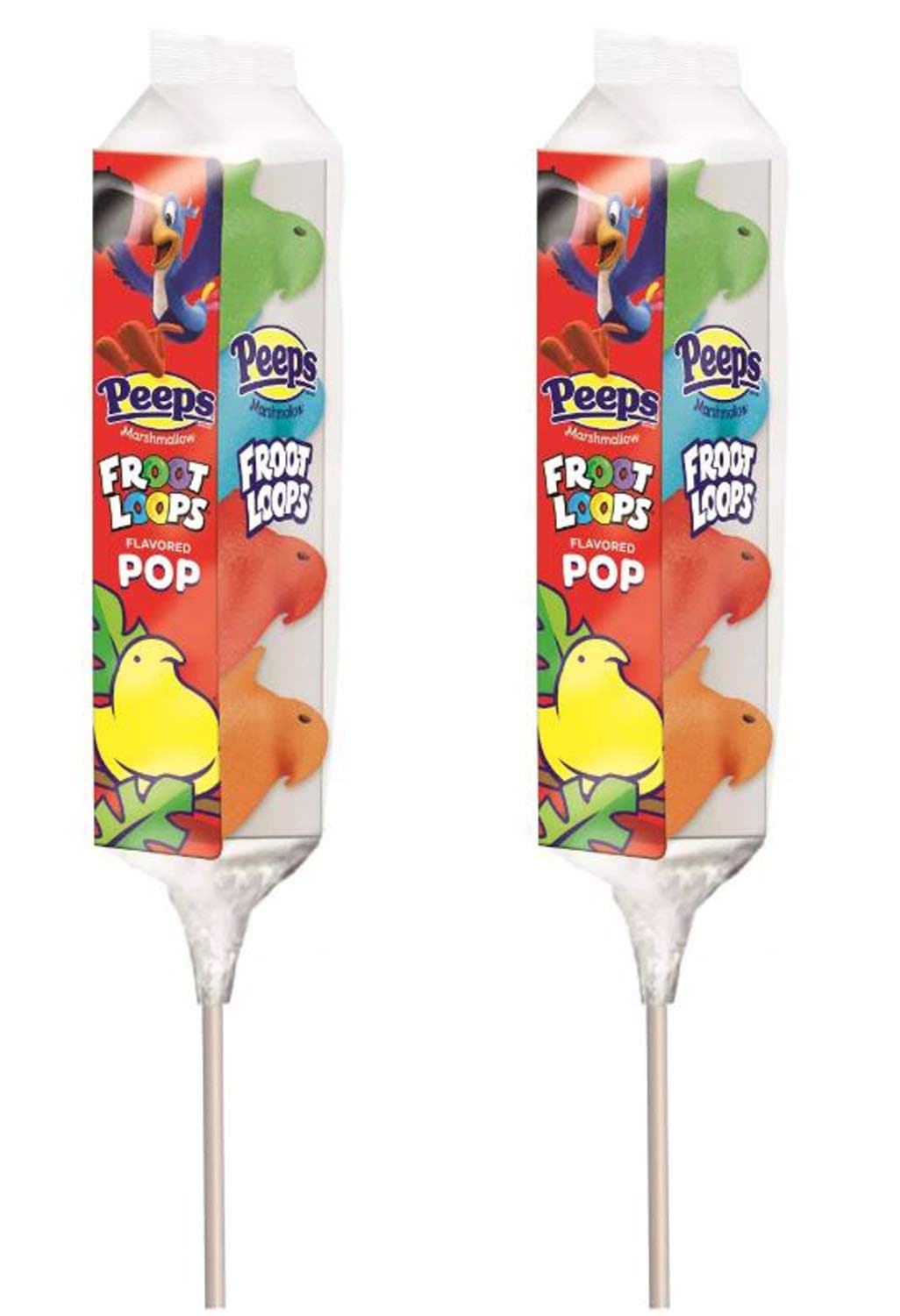 Peeps Easter Froot Loop Flavored Chick Pop 1.375 Oz Pack Of 2! Froot Loops Cereal Flavored Lollipops! Delicious and Tasty Breakfast Candy! Perfect Addition For Your Easter Candy Gift Basket!