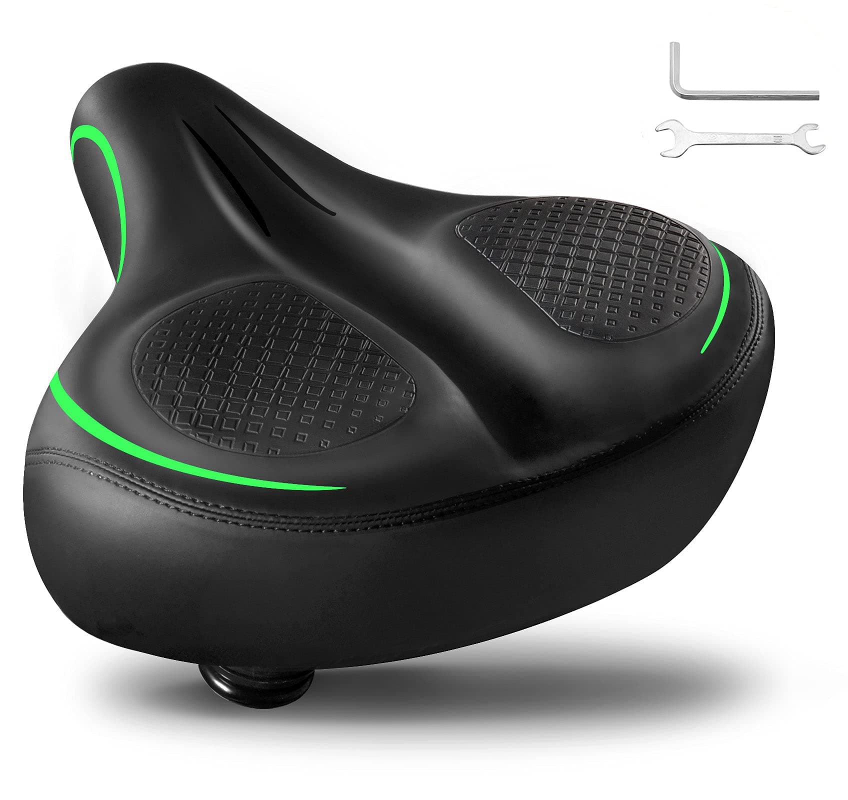Bicycle Seat, Comfortable Oversized Extra Thick Bicycle Seat with Dual Shock Ball Memory Foam Wide Bicycle Saddle Unisex Suitable for Sport or Road Bikes
