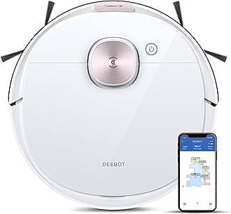 ECOVACS Deebot T8 2-In-1 Robot Vacuum Cleaner, 2600 Pa Powerful Suction, 5200 Mah Battery, Covers 2500+ Sq. Ft. In One Charge, Advanced Dtof Truemapping Technology, White