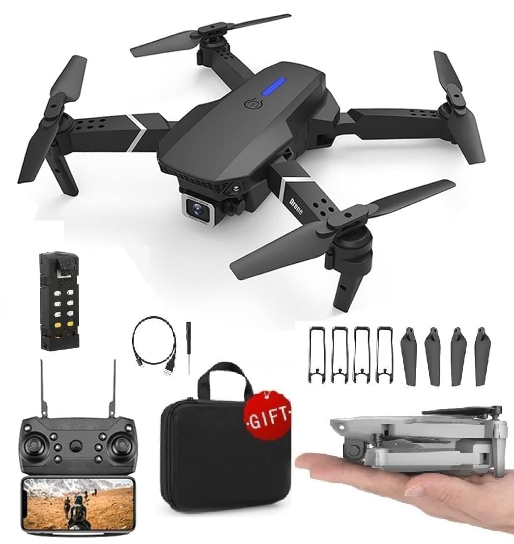 Drone With Camera Flash Lights For Adults Foldable Remote Control Drone with Camera HD Wide Angle Lens Optical Flow Positioning with 1800Mah Battery WiFi FPV 4-Axis Camera with Dual Flash Lights