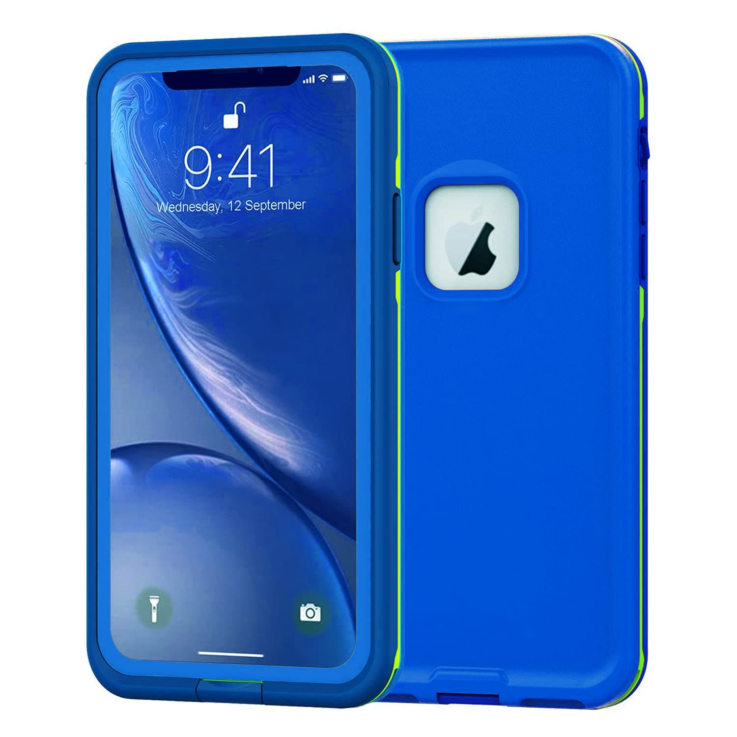 PINGTEKORWaterproof iPhone XR Case,Retail Packaging,Rugged Heavy Duty Wireless Charging Full Body Protective with Built-in Screen Protector Clear Case for iPhone XR Case 2018 (Blue)