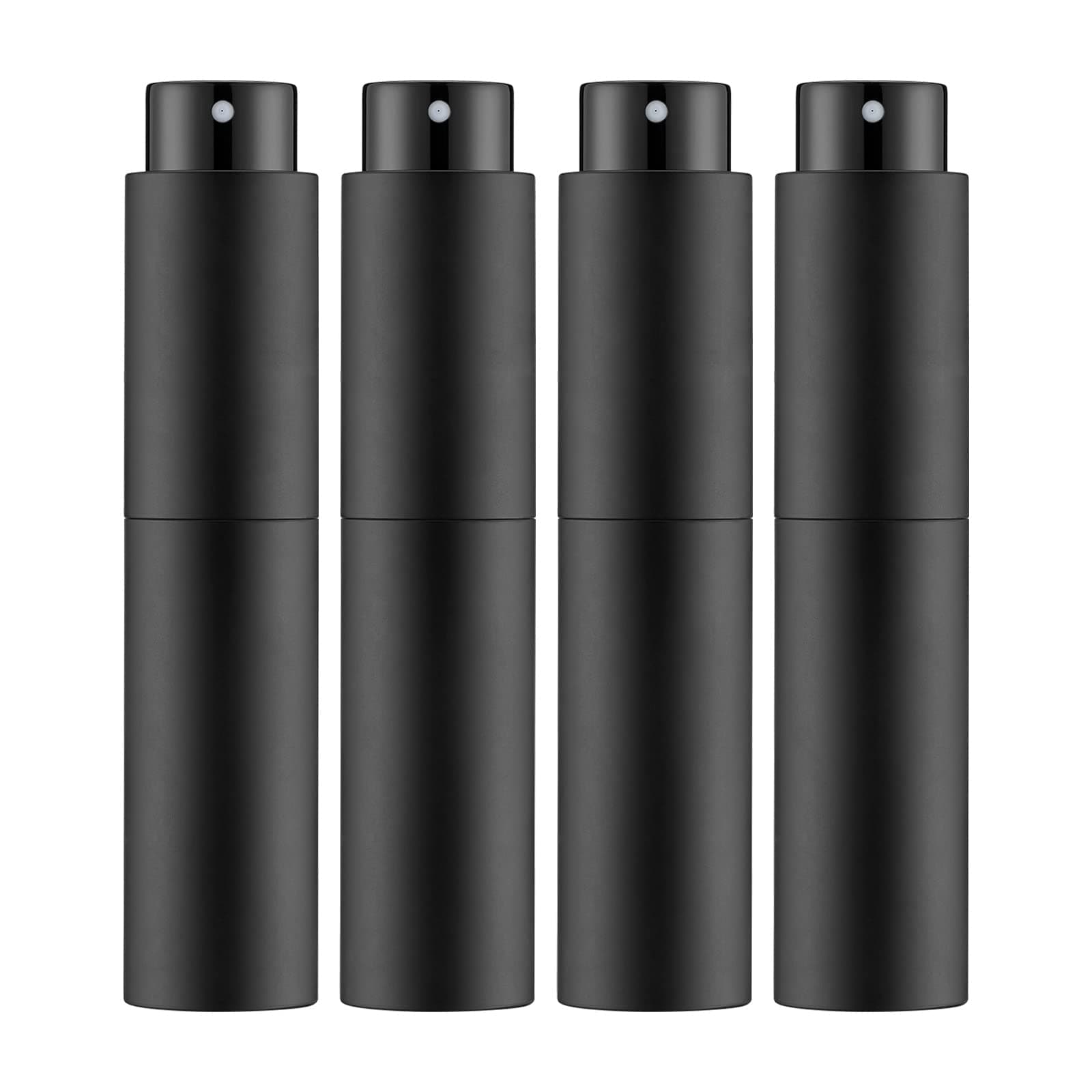 Tekson 4PCS 10ML Perfume Atomizer Travel, Refillable Cologne Containers, Dispenser Spray Empty Bottle for Mini Sprayer Size （Black