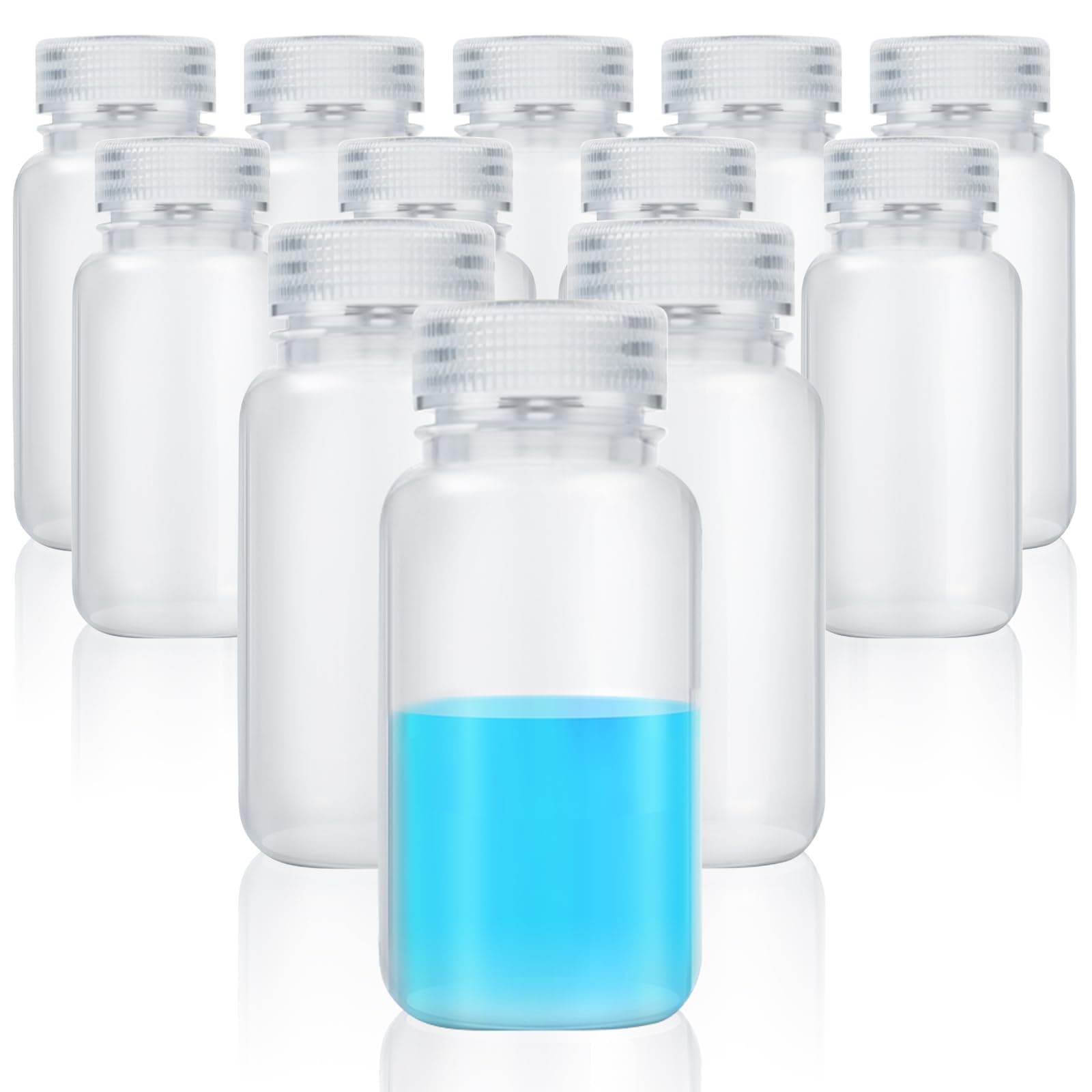 Tatuo 12 Pcs 16oz 500ml Polypropylene Reagent Bottle Plastic Sample Bottles with Screw Caps Transparent PP Sample Containers with Lid for Liquids, Laboratory, Storage at Home (Clear)