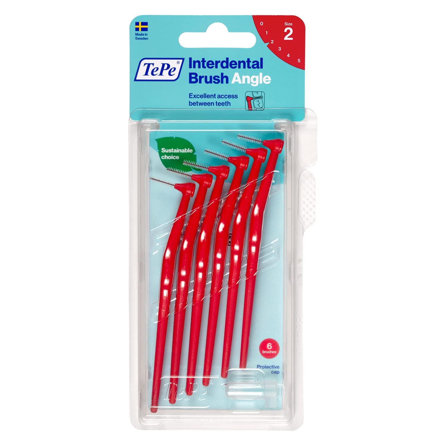 TePe Angle - Interdental Brush - Red - 0.02 - Size 2 + Grip + 0.68fl oz Merido Sample by TePe